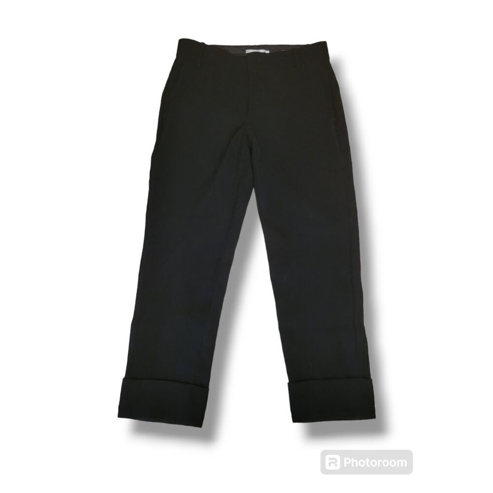 Vince. Women's Black Cuffed Crepe Suiting Cropped Dress Pants - Size 6
